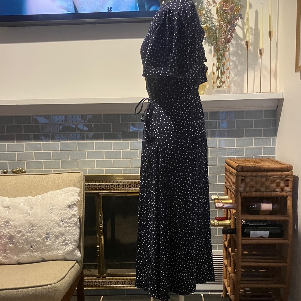 & Other Stories Navy Daisy Dot Midi Dress - Picture 3 of 6